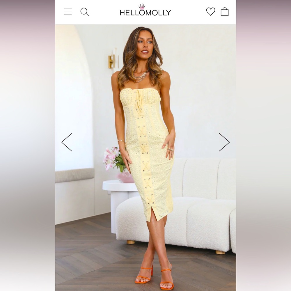 Hello Molly Lemon Lace-Up Midi Dress